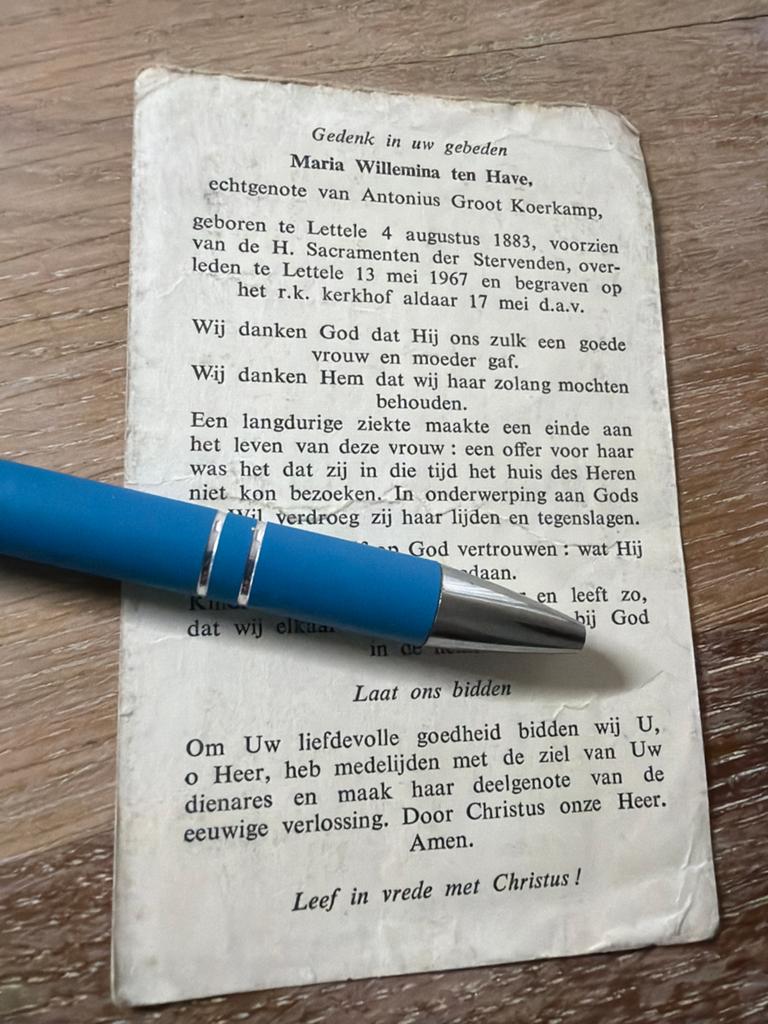 Havekes Gerarda 1881 Eerbeek 1969 Loenen x Bijvank - E00217, Ophalen of Verzenden, Bidprentje