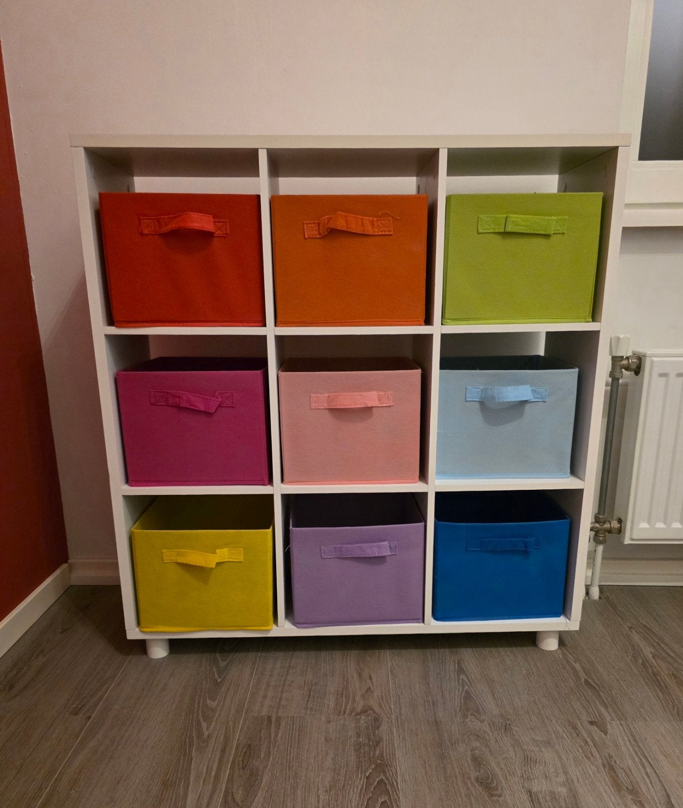 Roomdivider kastje met gekleurde manden, Ophalen, Gebruikt