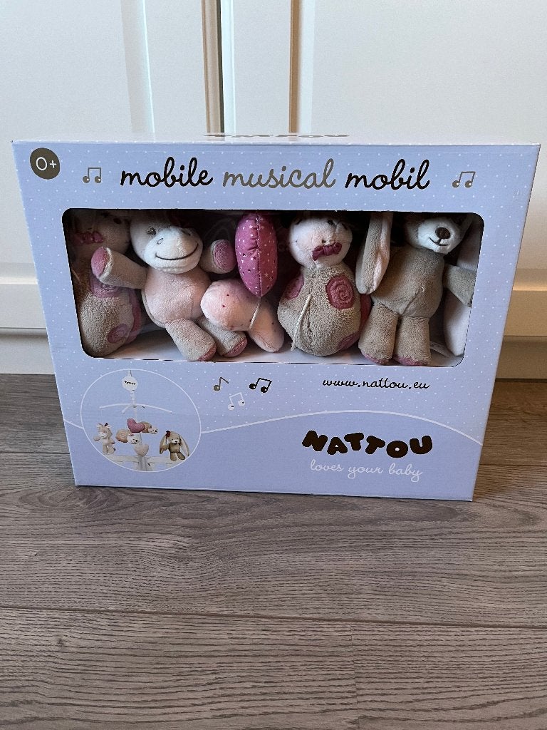 Nattou Muziekmobiel Nina, Jade & Lili, Ophalen, Zo goed als nieuw, Mobiel, Met geluid