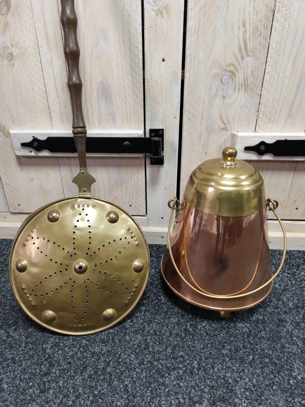 Set Koperen beddenpan en doofpot, Ophalen, Koper