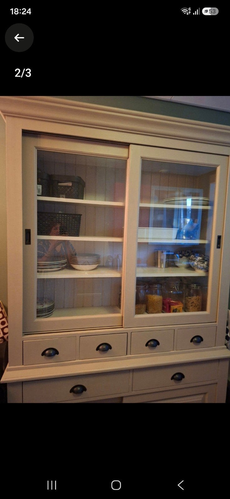 Eettafel en grote keukenkast, Ophalen, Gebruikt, 100 tot 150 cm, 150 tot 200 cm