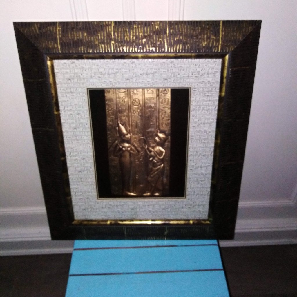 Schilderijen met Egyptische en Boeddha afbeelding, Ophalen, Gebruikt, 39 cm, 33 cm