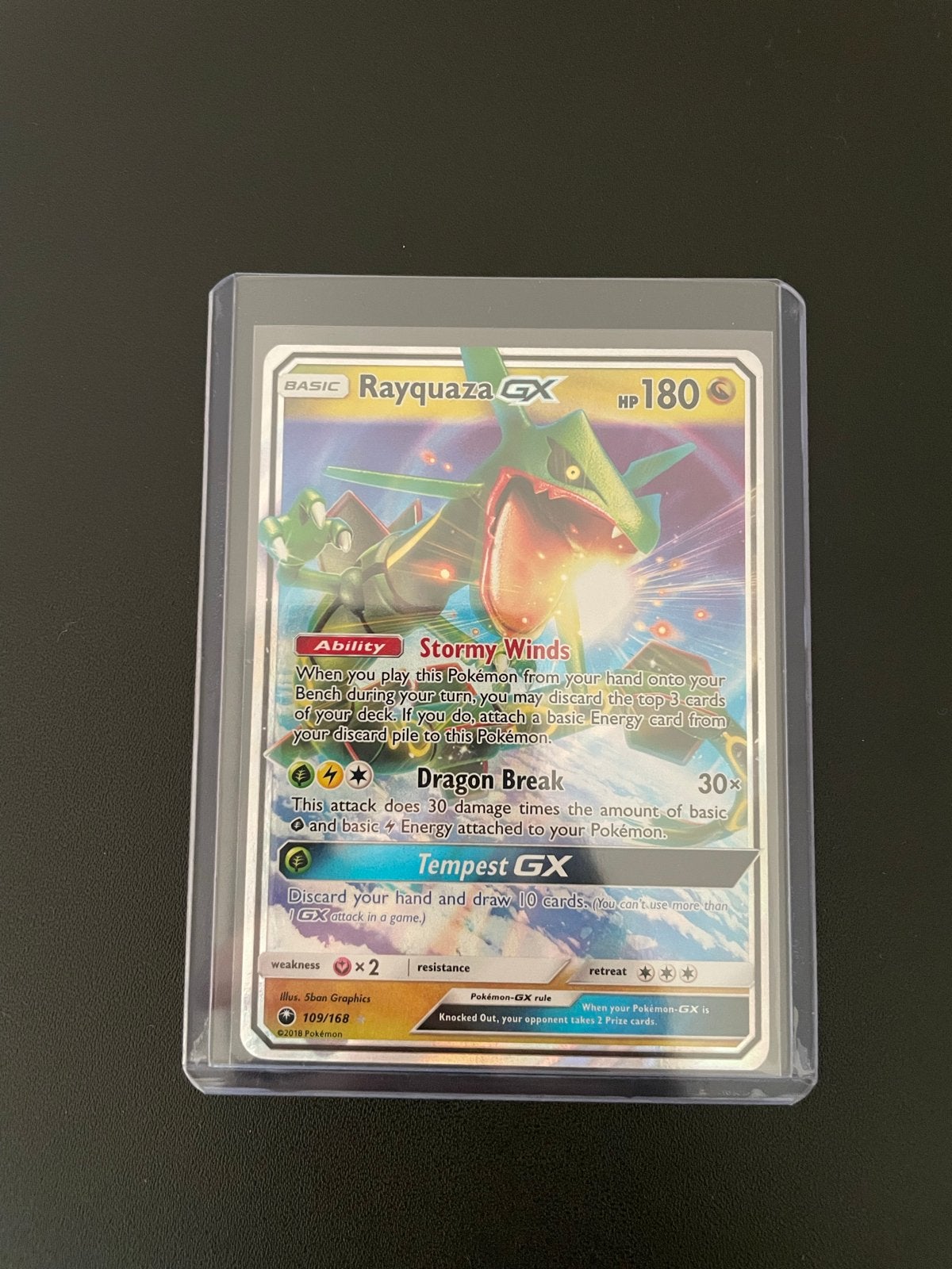 Pokémon TCG: Rayquaza GX 109/168 (Dragon Majesty), Ophalen of Verzenden, Zo goed als nieuw, Losse kaart