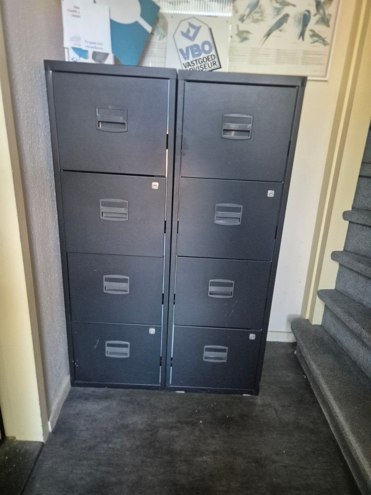 Twee archiefkasten met meerdere laden en slot, Huis en Inrichting, Kasten | Roldeurkasten en Archiefkasten, Ophalen, Gebruikt