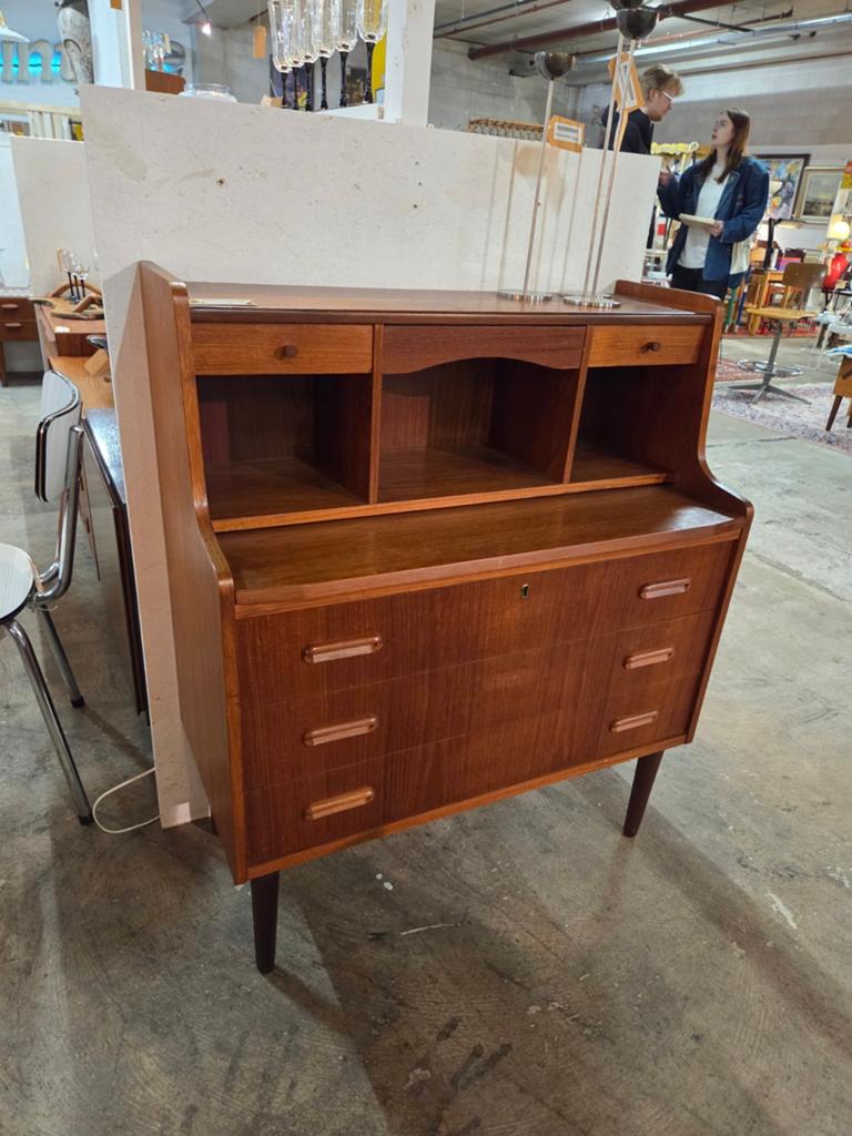 Vintage Mid-Century Deens secretaire teak, Ophalen, Gebruikt, Vintage, X