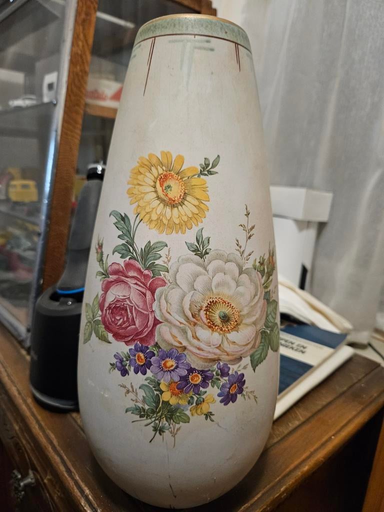 Vintage Flora Plateel Gouda Holland Vaas 'Carla' Bloemdecor, Antiek en Kunst, Ophalen