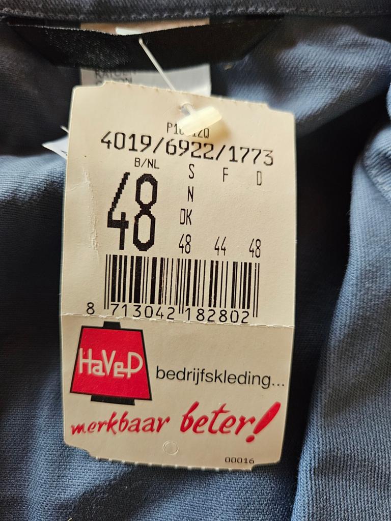 HaveP Bedrijfskleding Werkjas Maat 48 Nieuw, Ophalen of Verzenden, Nieuw