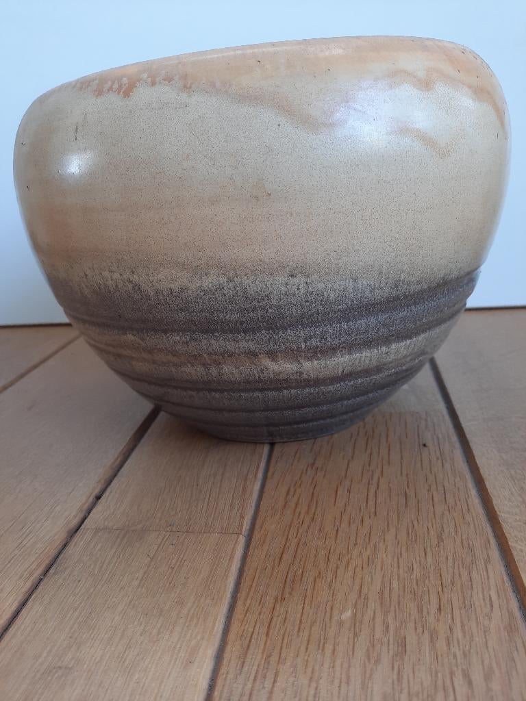 Vintage - Bloempot - beige oker bruin, Ophalen