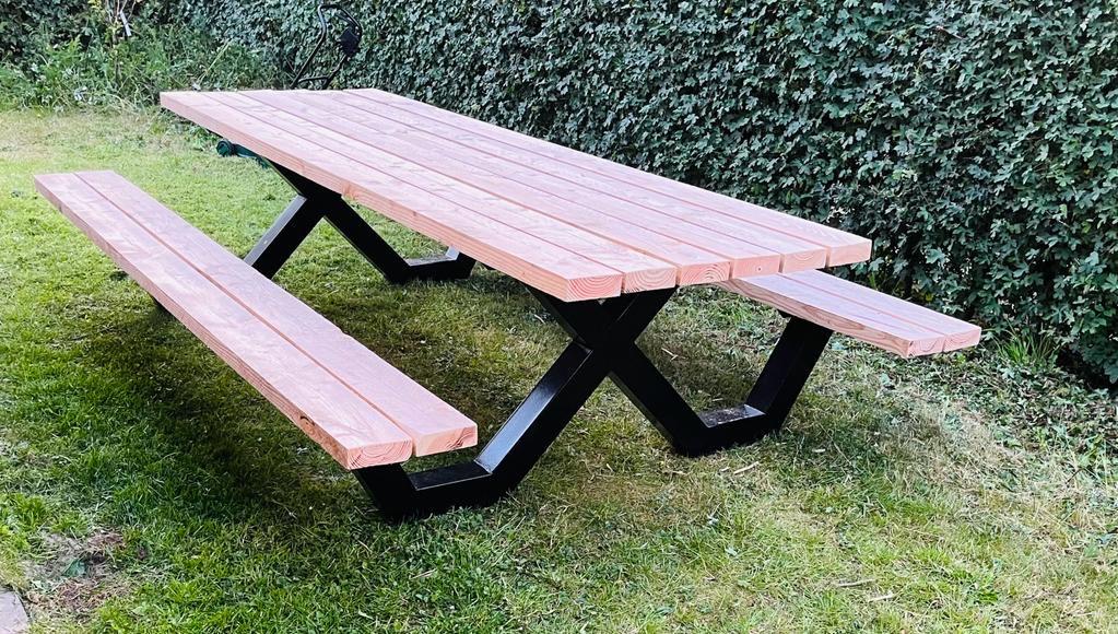 Stalen picknicktafel  poten, Tuin en Terras, Picknicktafels, Ophalen, Nieuw, Rechthoekig, Staal