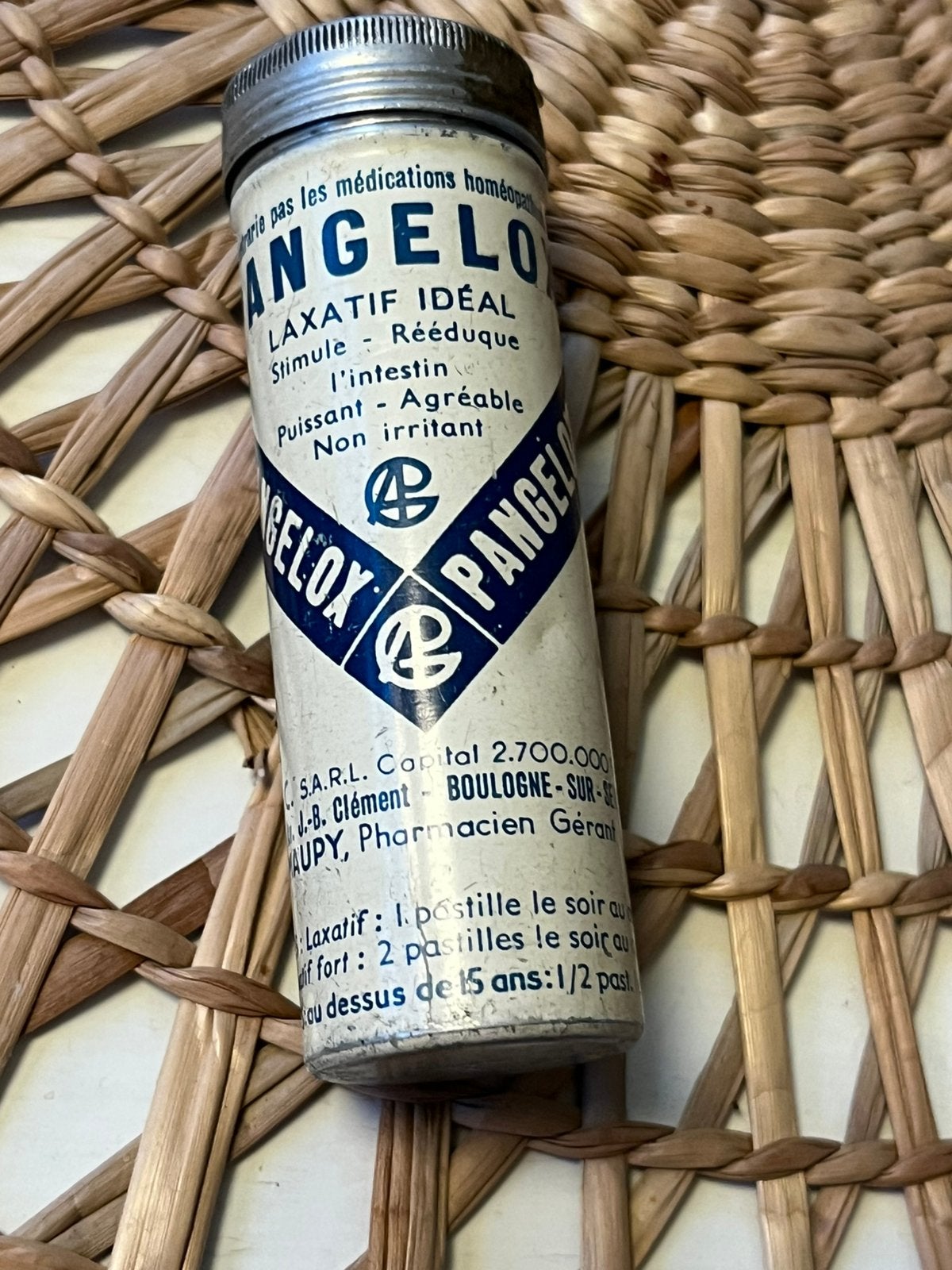 Leuk vintage blikje van een Frans medicijn genaamd Pangelox, Antiek en Kunst, Ophalen of Verzenden