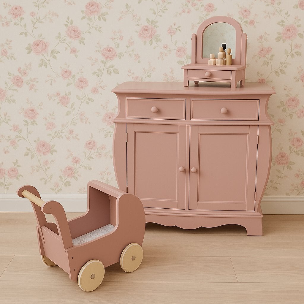 Prachtige sfeervolle lieve commode Pink Clay Flowers, Zo goed als nieuw, 75 tot 100 cm, Voetruimte, Minder dan 50 cm