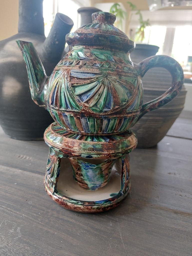 Unieke handgemaakte keramische theepot met theelicht, Antiek en Kunst, Antiek | Keramiek en Aardewerk, Verzenden