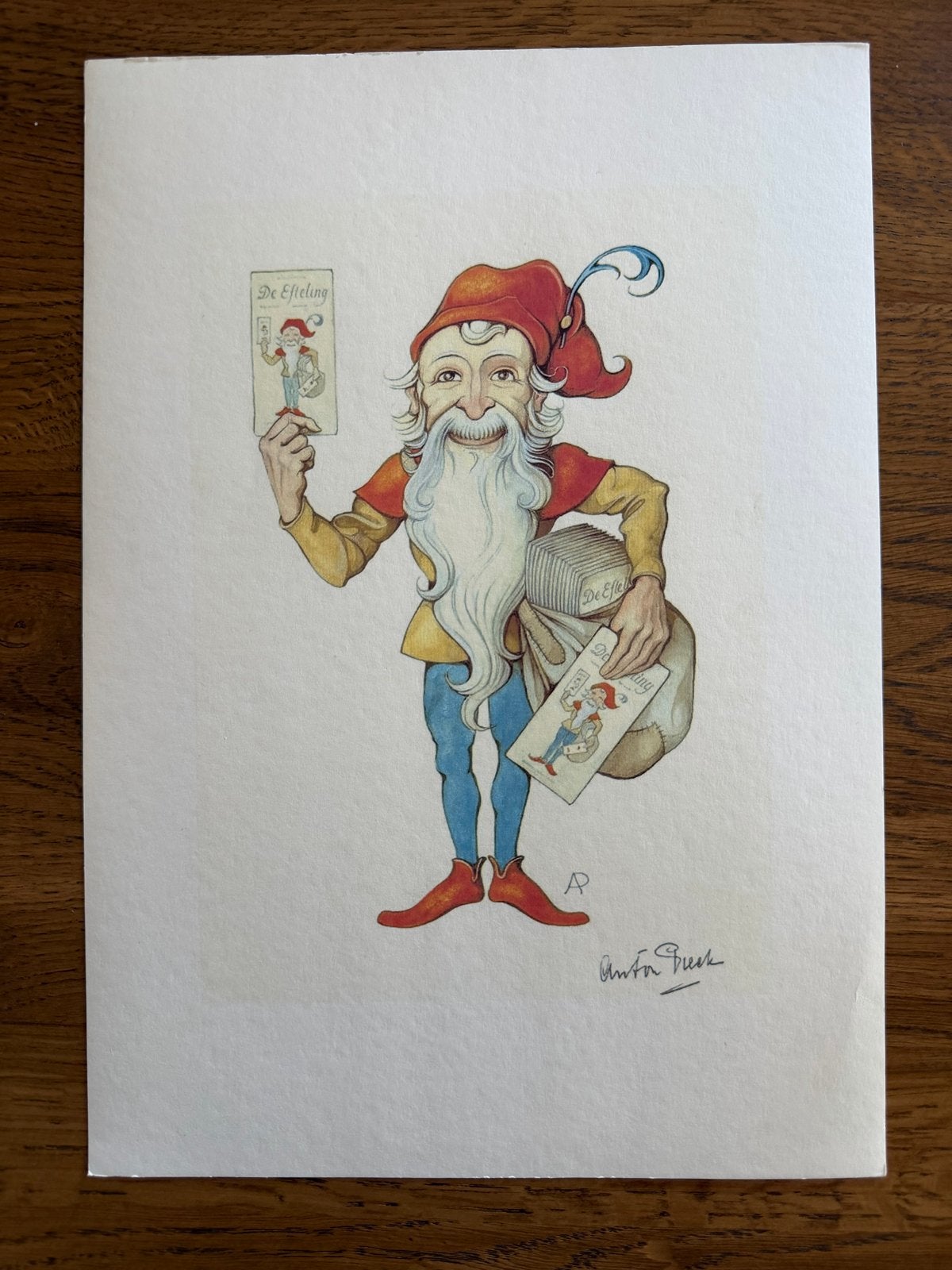 Efteling Anton Pieck Kabouter met kaarten ingelijst, Ophalen of Verzenden, Zo goed als nieuw, Overige typen