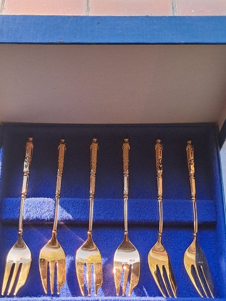 Sfam gouden taart vorkjes set, Ophalen of Verzenden