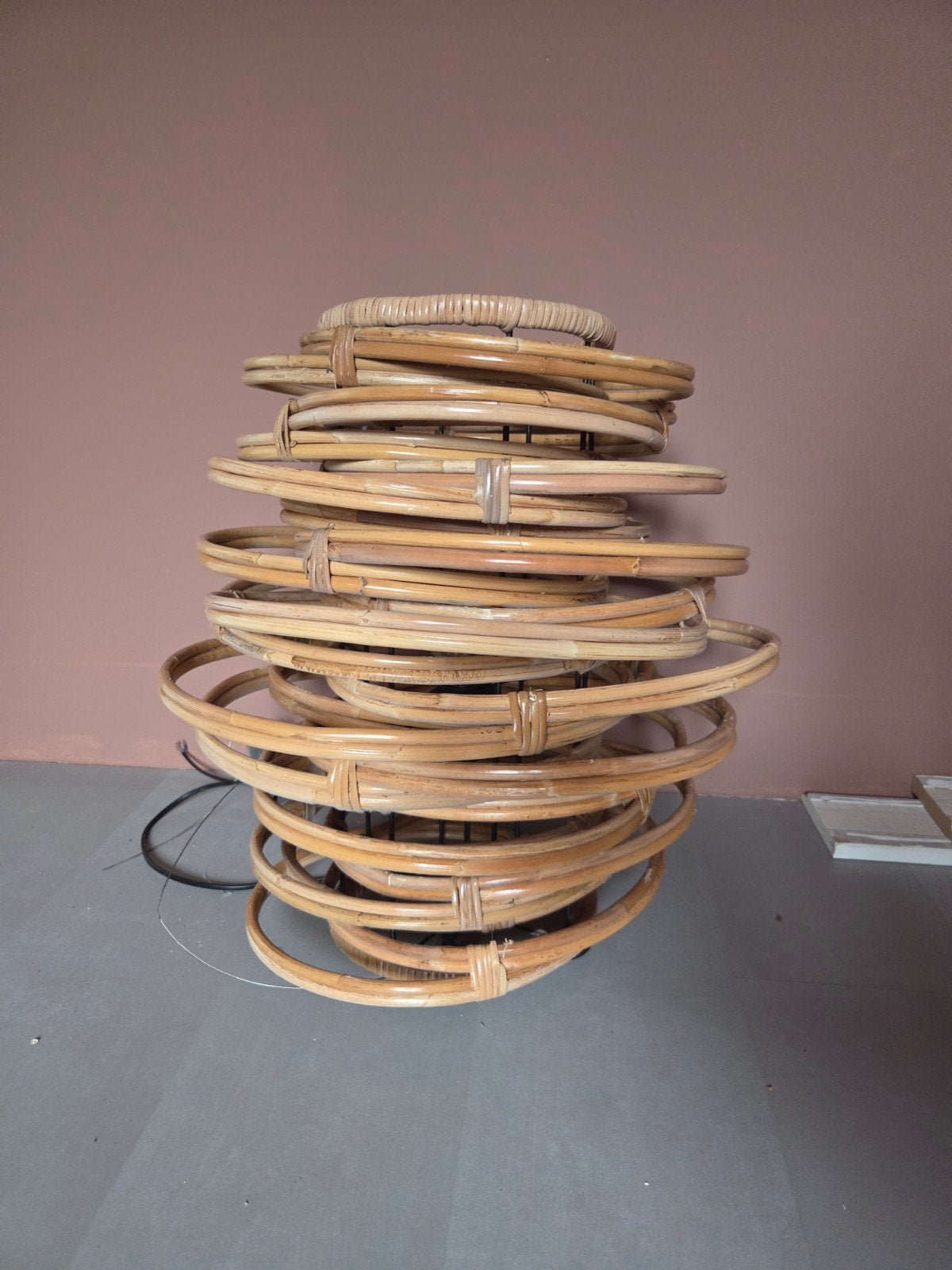 Dutchbone Rotan Hanglamp - Sfeervolle Verlichting, Ophalen, Bohemian, Scandinavisch, Natuurlijk, Natuurlijk materiaal, E27 (groot)