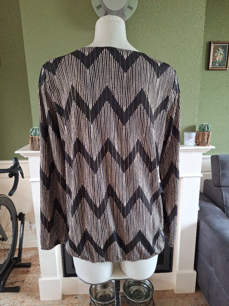 K-Design top zwart crème goud met kraaltjes hals L, K-design, Verzenden, Zwart, Maat 42/44 (L)