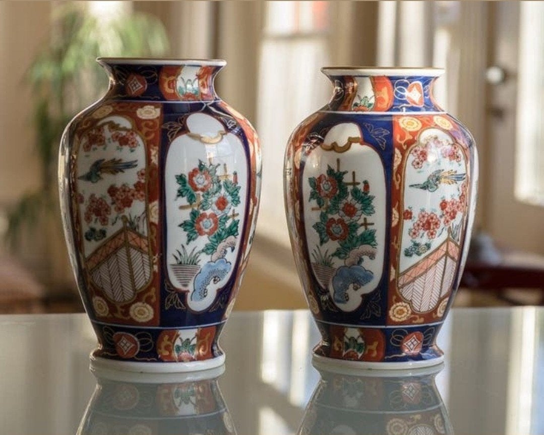 Set Vintage Gold Imari Vazen – Handbeschilderd Porselein, Ophalen of Verzenden