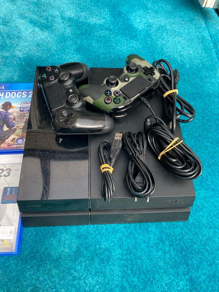 PlayStation 4  met 2 controllers en 6 games, Met 2 controllers, Ophalen of Verzenden, Original, 500 GB