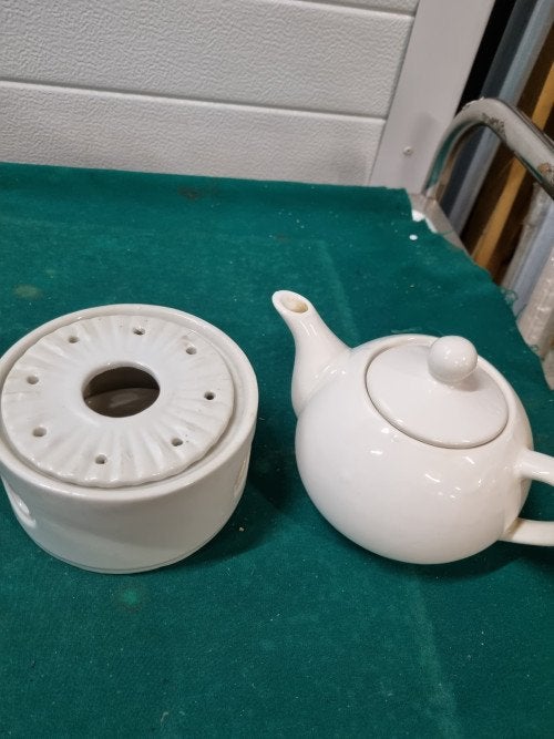 theepot met warmer porselein wit, Ophalen of Verzenden