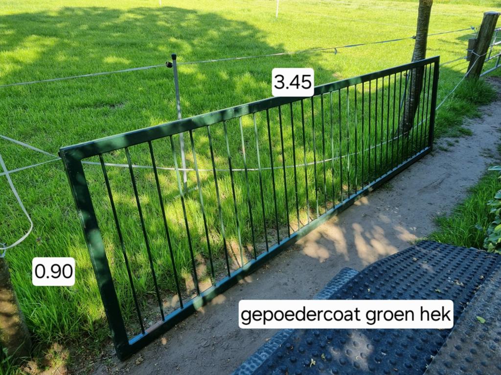 Gepoedercoat groen hek, Tuin en Terras, Ophalen, IJzer, Sierhekwerk