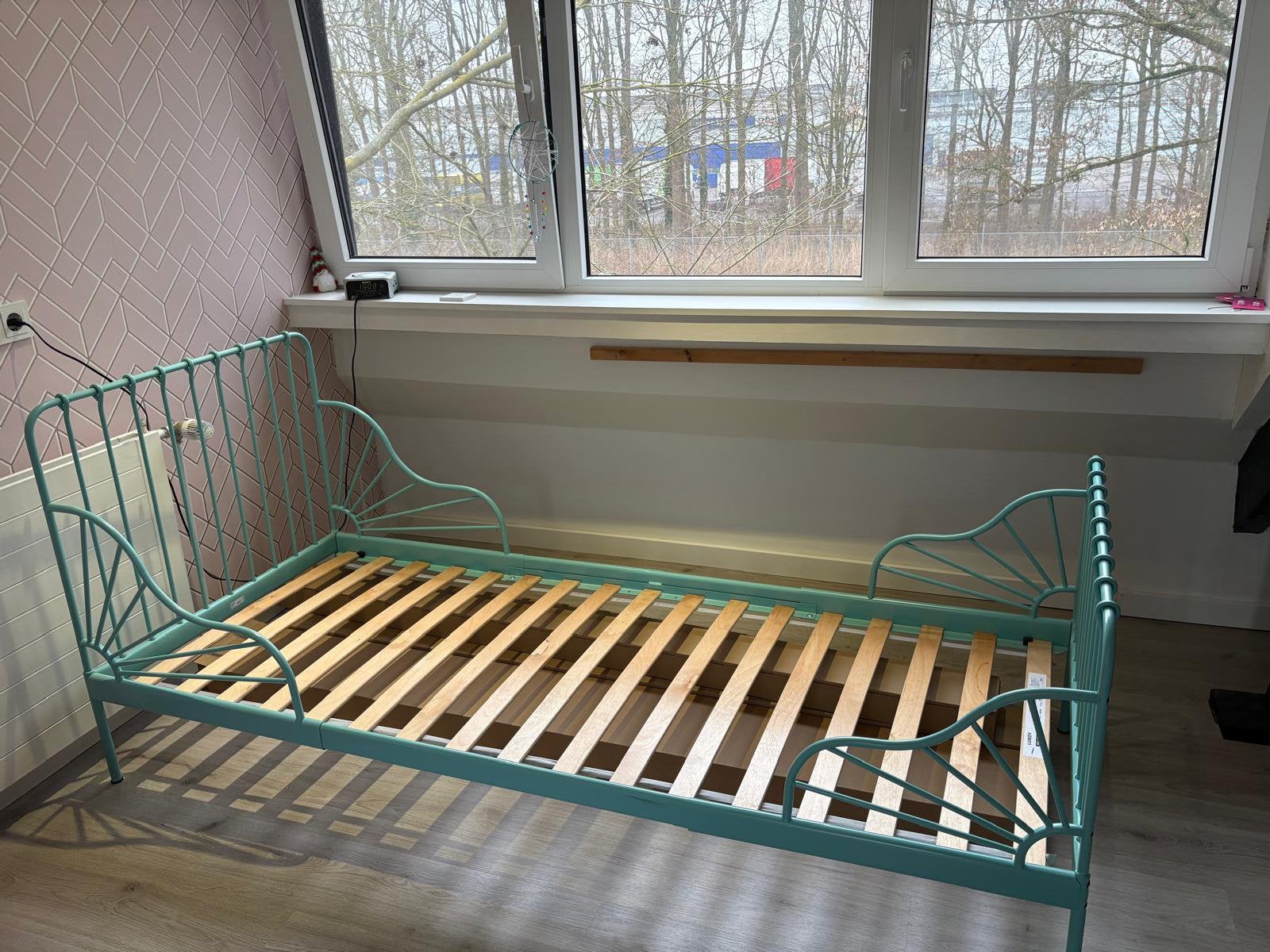 Bed, Turquoise., Huis en Inrichting, Ophalen, Gebruikt, 190 cm of minder, 80 cm