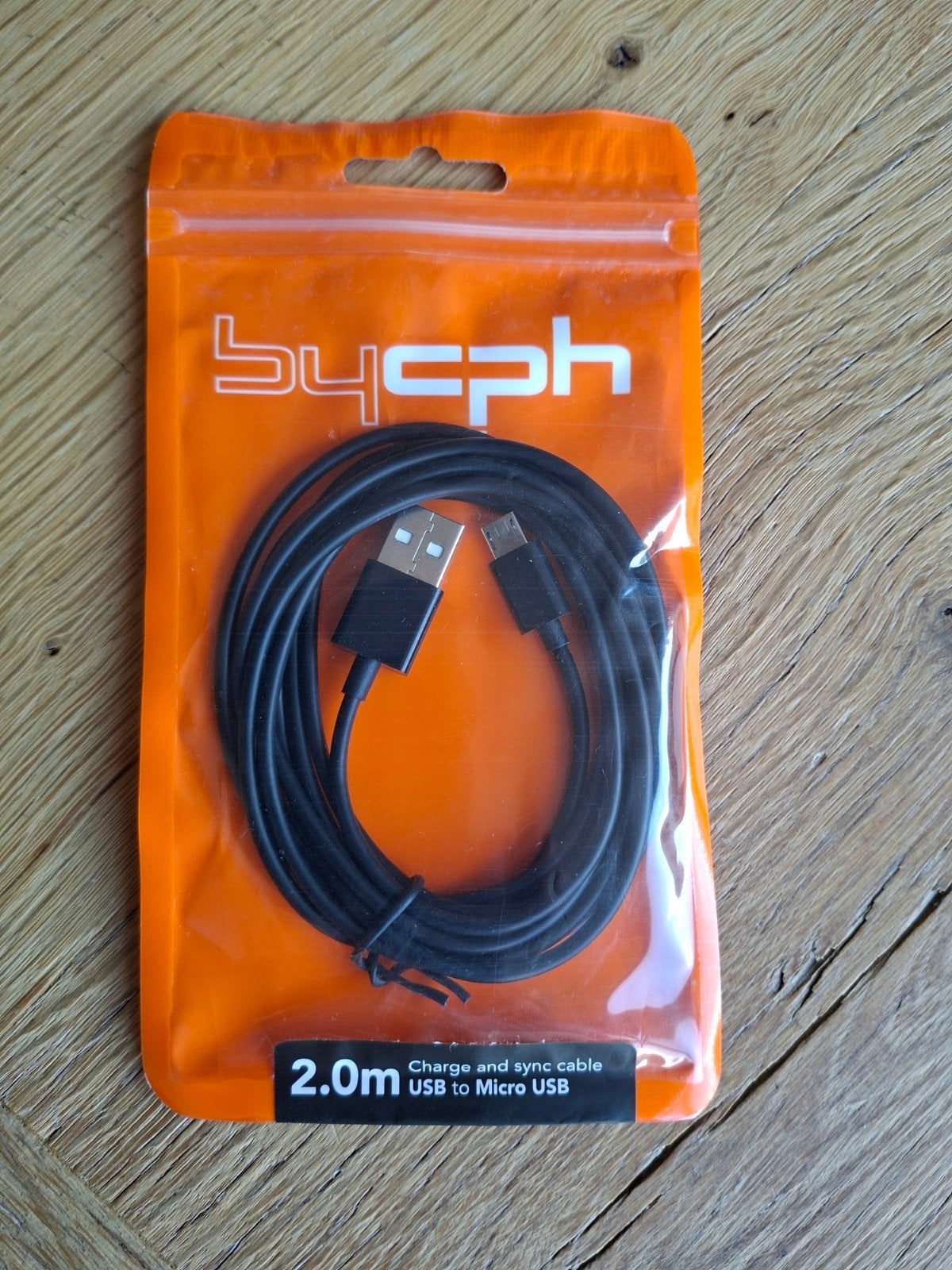 Charge cable black 2 mtr BYCPH oplaadkabel zwart nieuw, Ophalen of Verzenden, Nieuw, Overige merken, Oplaadkabel