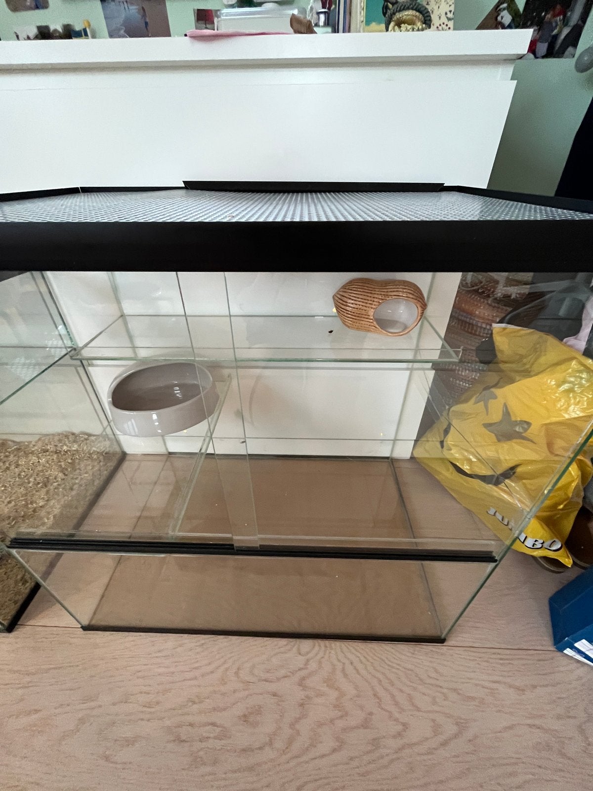 Glazen verblijf (met kleine barst) voor kleine knaagdieren, Kooi, Gebruikt, Muis, 75 tot 110 cm