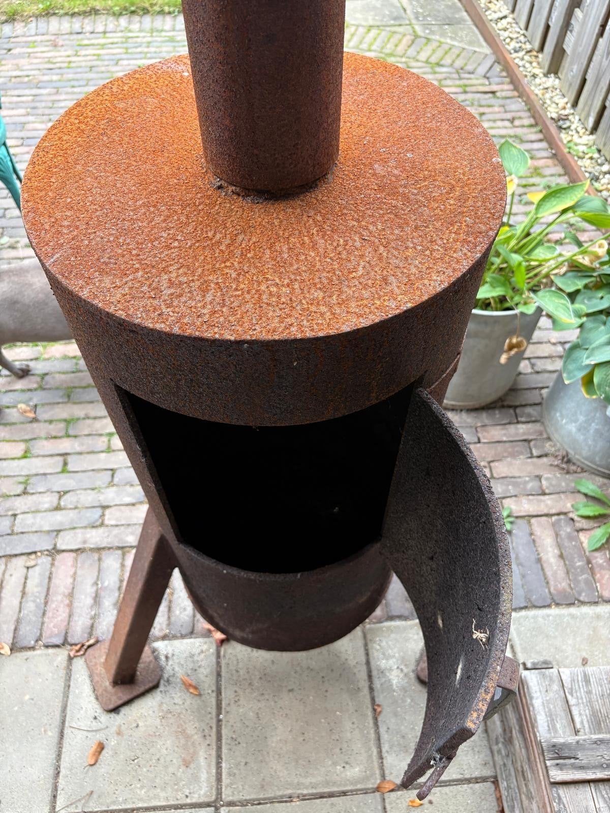 Zware kwaliteit buitenkachel - 1 cm dik plaatstaal, Tuin en Terras, Ophalen, Gebruikt, Vuurton