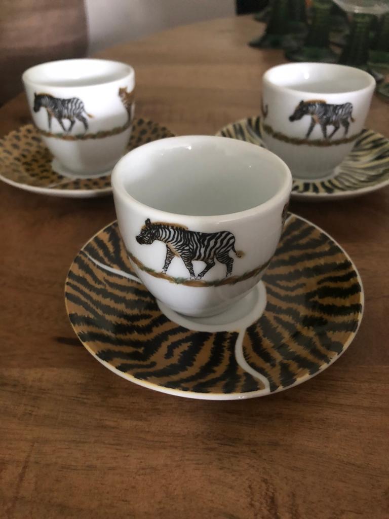 Espressokopjes met wilde dierenprint 6 stuks, Keramiek, Nieuw, Ophalen of Verzenden, Overige stijlen