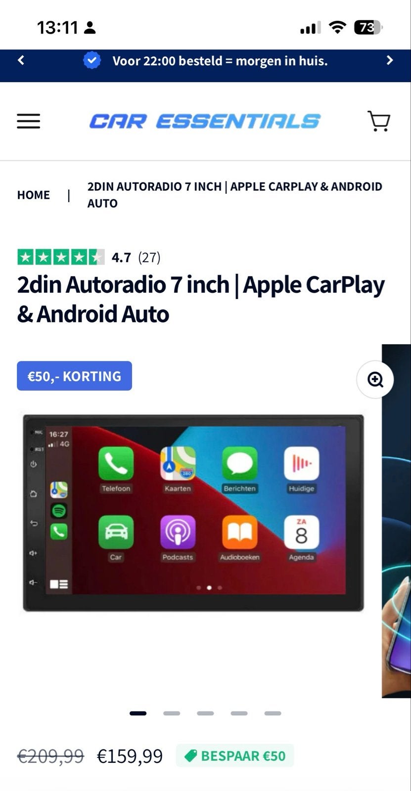 2DIN Autoradio 7 inch | Apple CarPlay & Android Auto, Ophalen, Nieuw