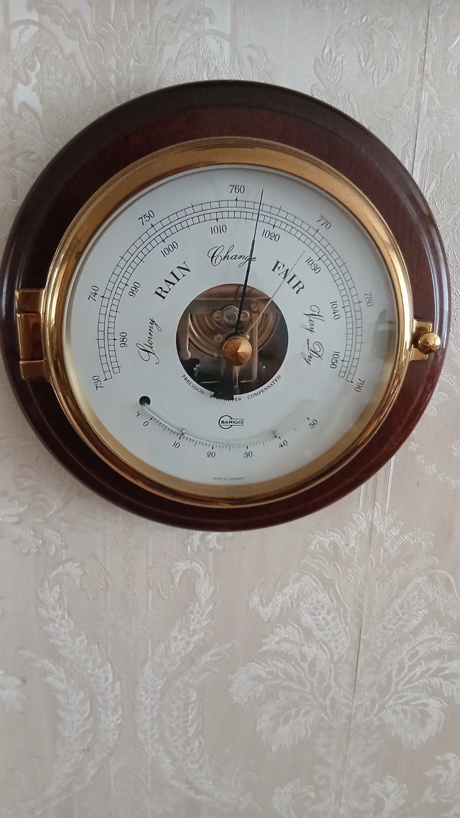 Barigo Barometer met Thermometer - Klassiek Hout, Ophalen of Verzenden, Gebruikt, Barometer