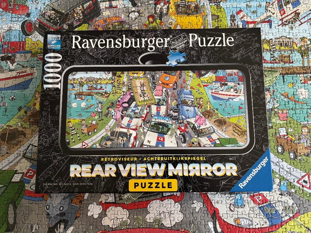Ravensburger Mirror Rear View, Movie set 1 en Time Travel 3, Hobby en Vrije tijd, Denksport en Puzzels, Ophalen of Verzenden, 500 t/m 1500 stukjes