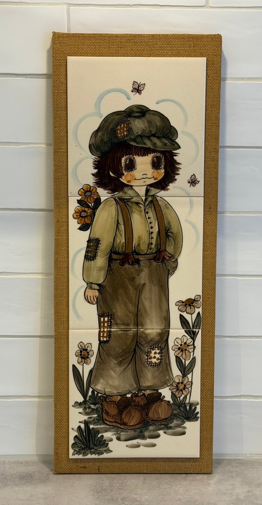 Vintage Jersey Pottery Big Eyes-stijl tegelplateau, Ophalen of Verzenden, Huis en Inrichting