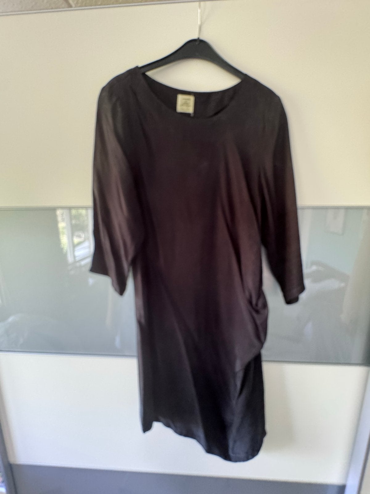 Antraciete Cupro Jurk Chambre des Fleurs met Drapage - M, Maat 38/40 (M), Zwart, Ophalen of Verzenden, Zo goed als nieuw