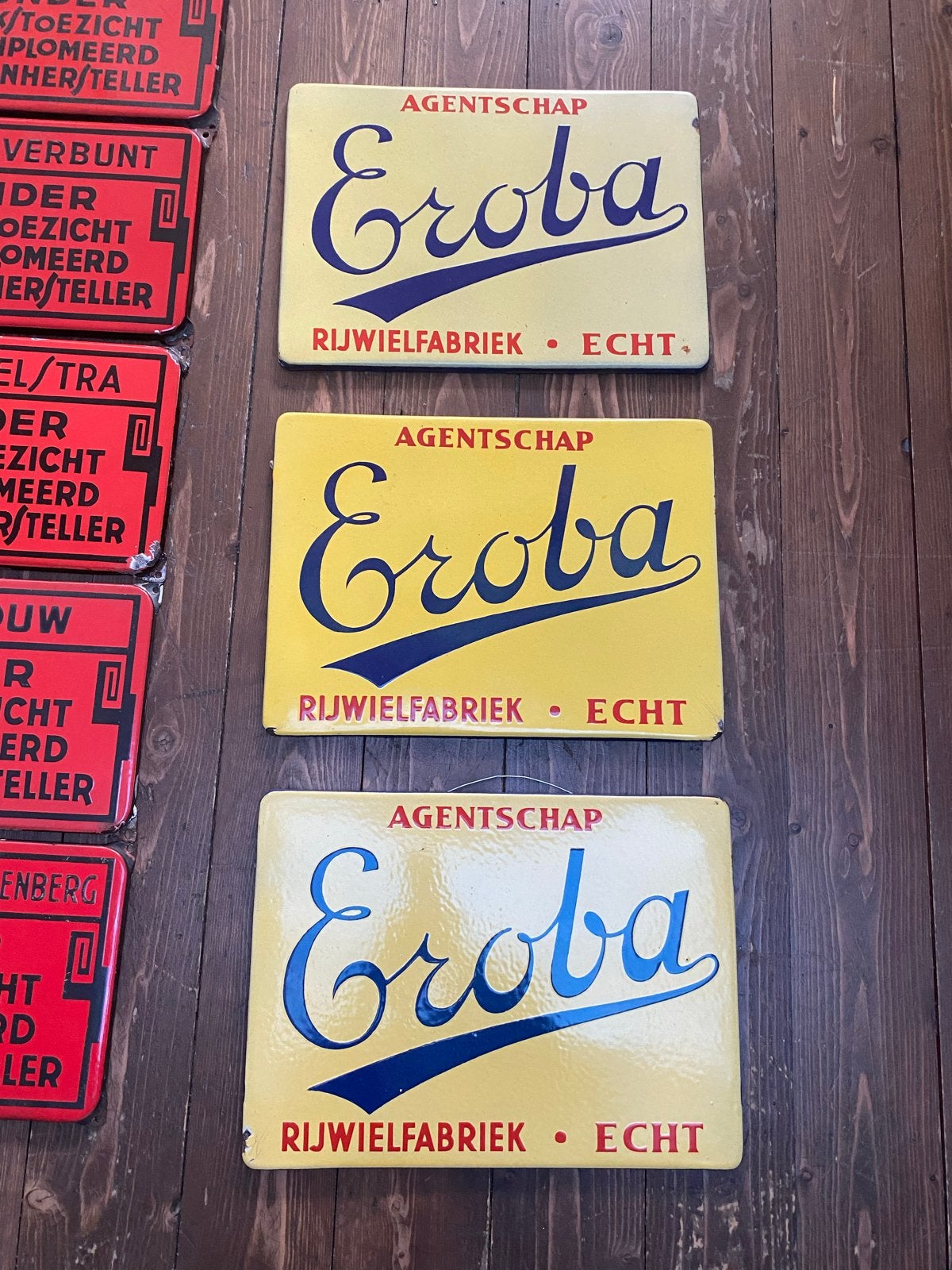 Emaille reclame Bord Agentschap Eroba Rijwielfabriek, Antiek en Kunst, Ophalen of Verzenden