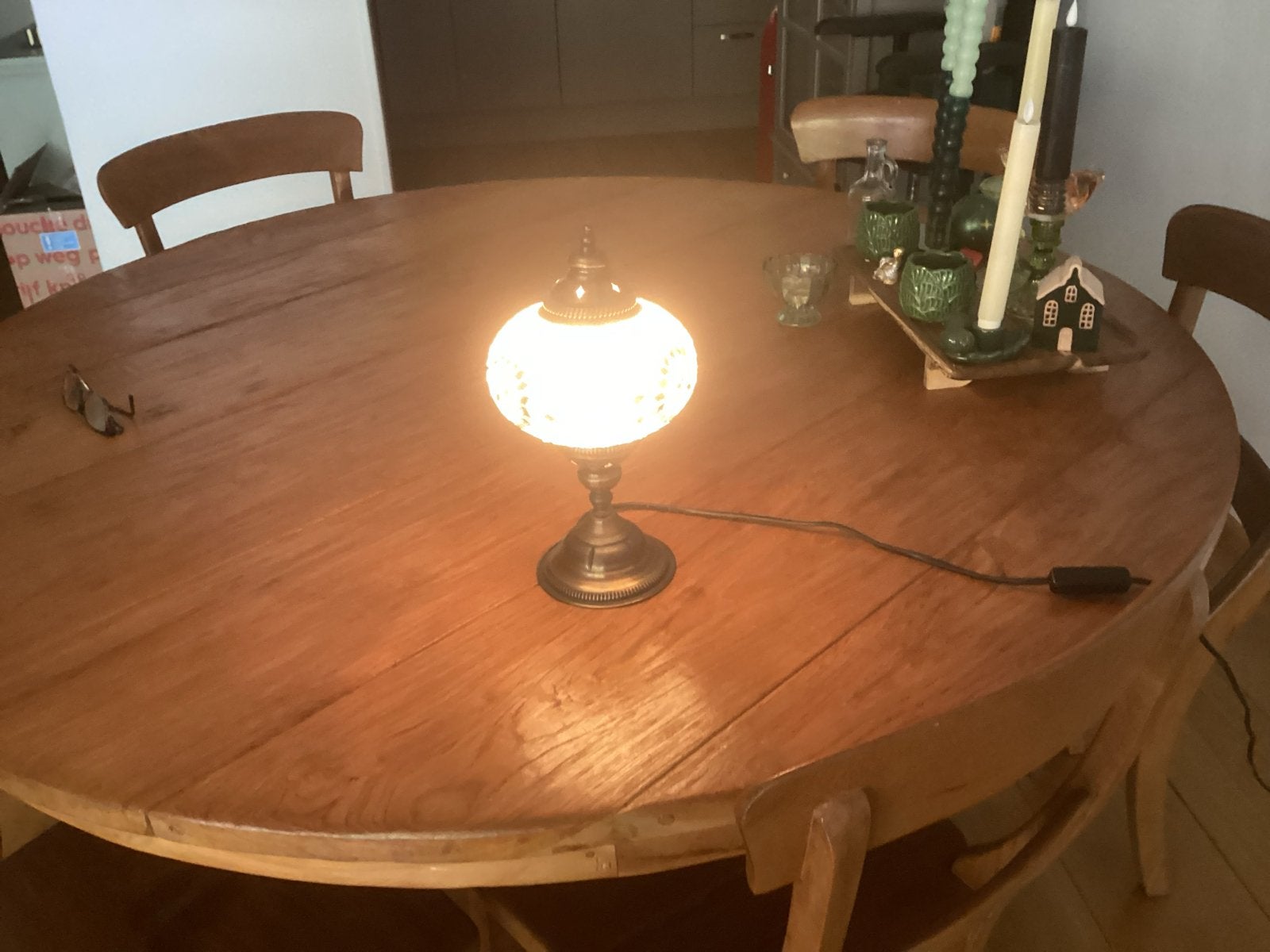 Oosterse Mozaïek Tafellamp - Sfeervolle Verlichting, Met schakelaar, Overige merken, Vintage, Meerkleurig