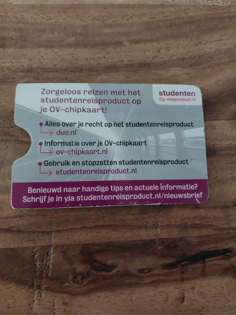 NS Hoesje begintijd Studentenkaart met uitleg, Verzamelen, Verzenden, Zo goed als nieuw, Trein, Overige typen