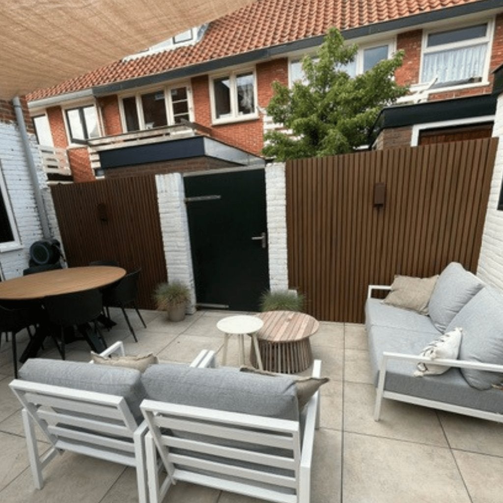 OPRUIMING - Verticale schutting Teak - 21 meter OUTLET, Tuin en Terras, Kunststof, 6 meter of meer, Vlotbrugweg 19, Compoziet