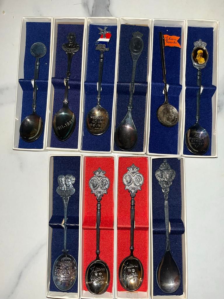Koningshuis lepeltjes antiek 10 stuks, Ophalen of Verzenden