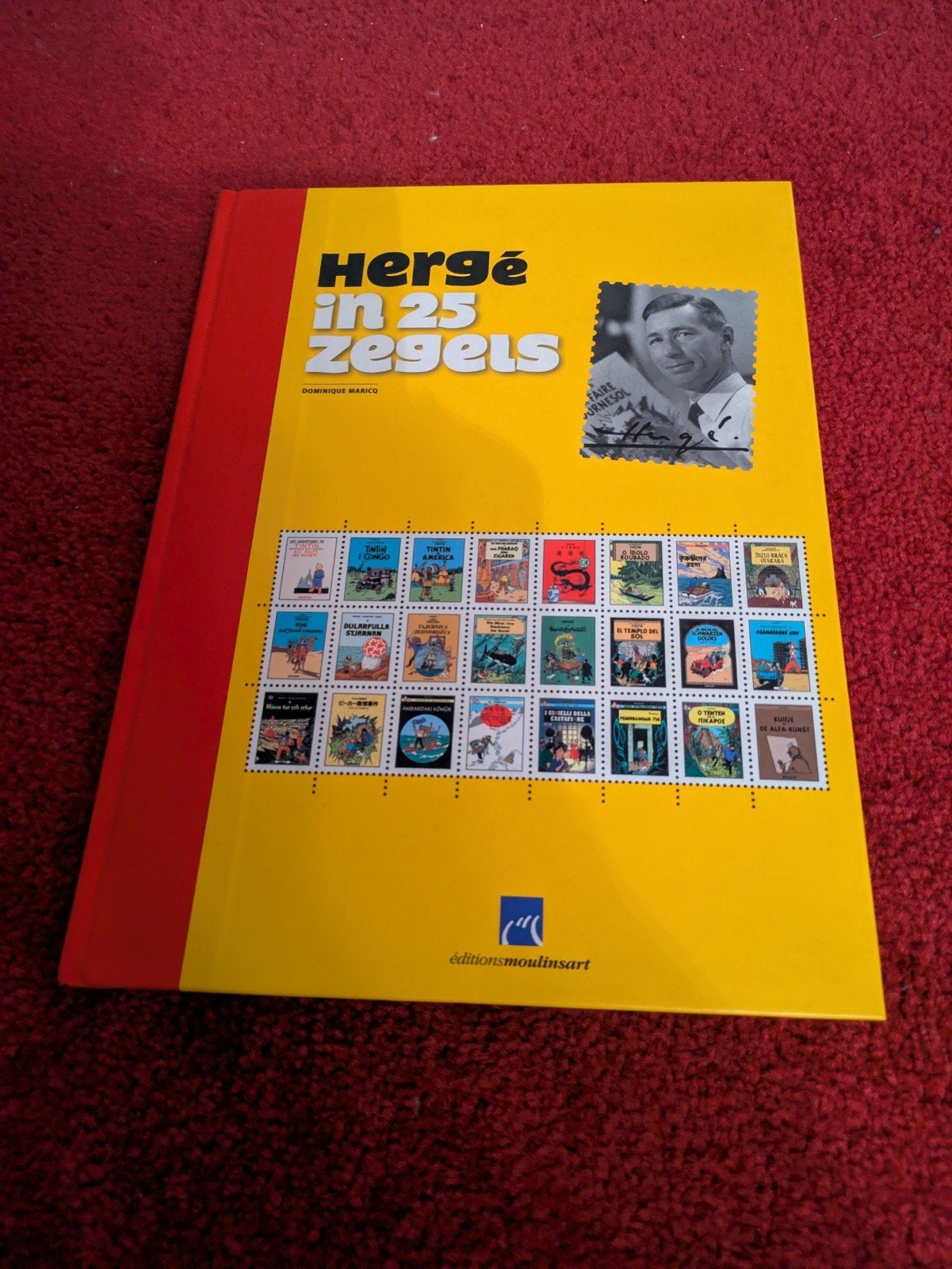 Hergé in 25 zegels - Dominique Maricq, Boeken, Stripboeken, Eén stripboek, Ophalen of Verzenden, Zo goed als nieuw, Dominique Maricq