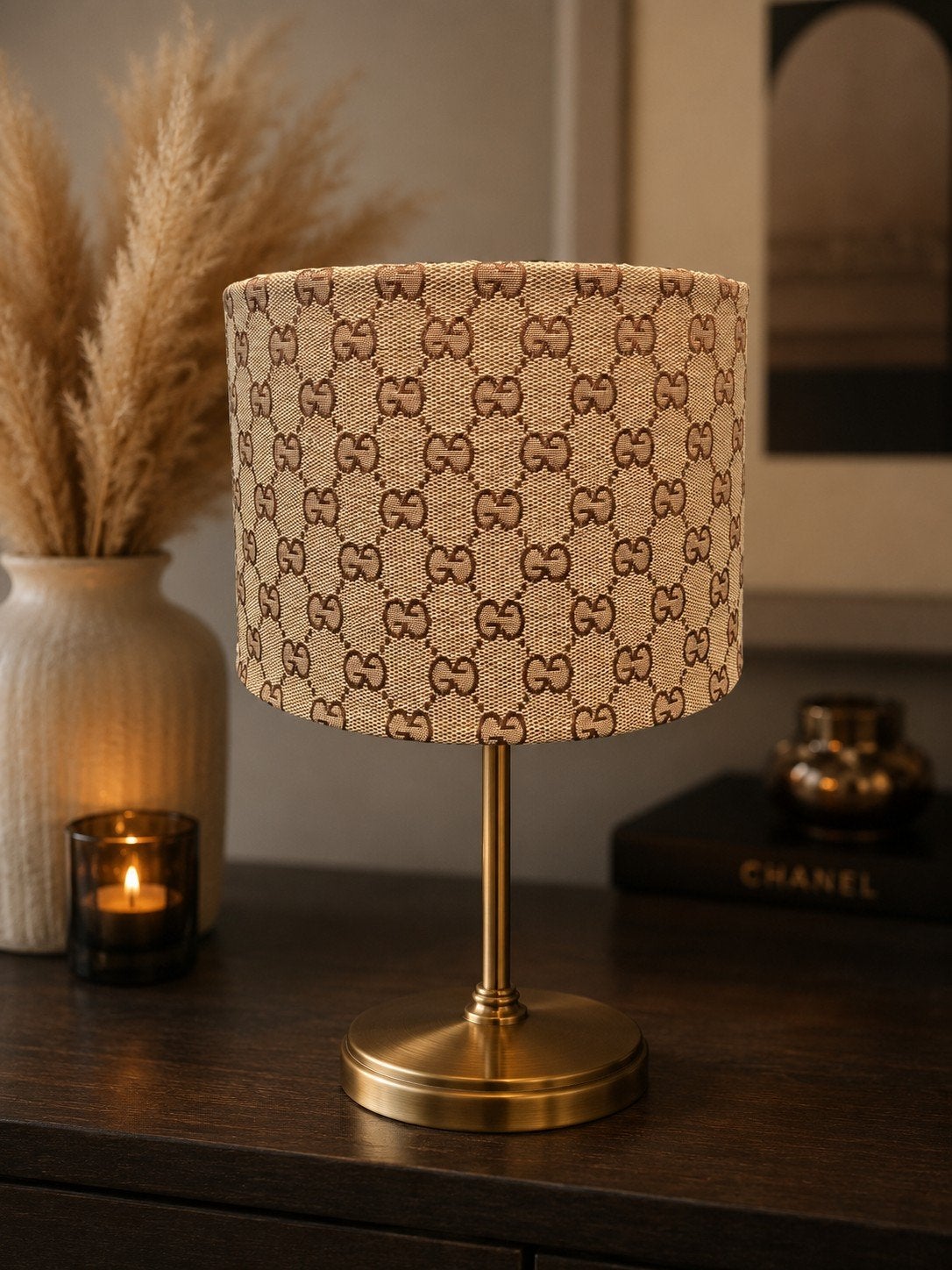 Handgemaakte design-look lampenkap, Ophalen of Verzenden, Nieuw, Bruin, Klassiek
