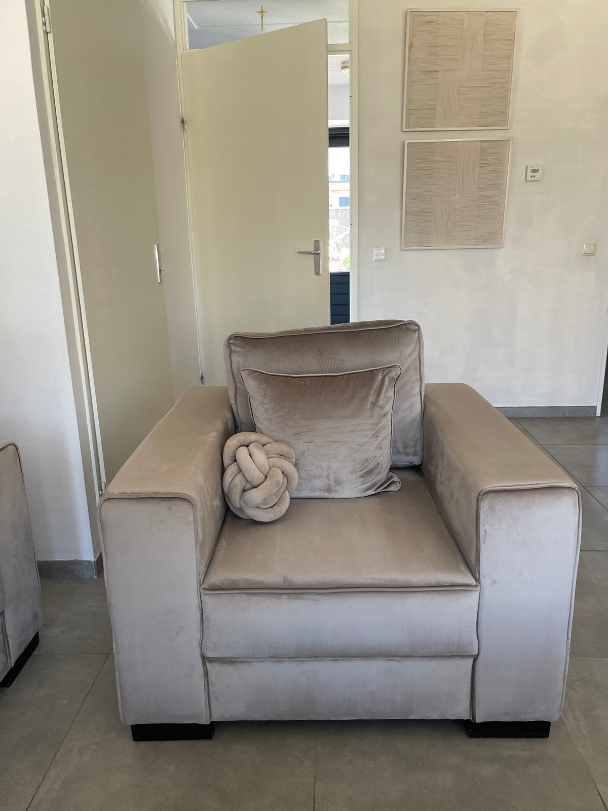 Zo goed als nieuwe loveseat met 3 kussens - Op maat gemaakt, Ophalen of Verzenden, Zo goed als nieuw, Stof