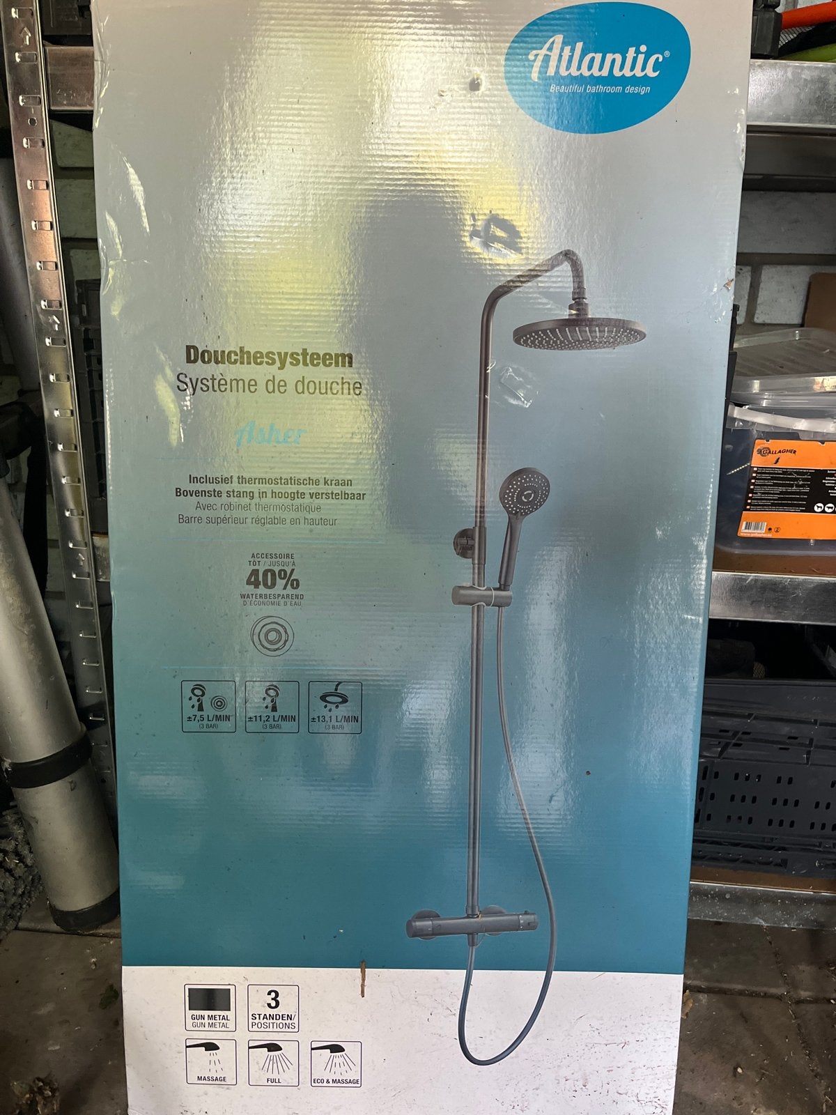 Atlantic Douchesysteem met Thermostatische Kraan, Ophalen, Nieuw, Chroom, Douche