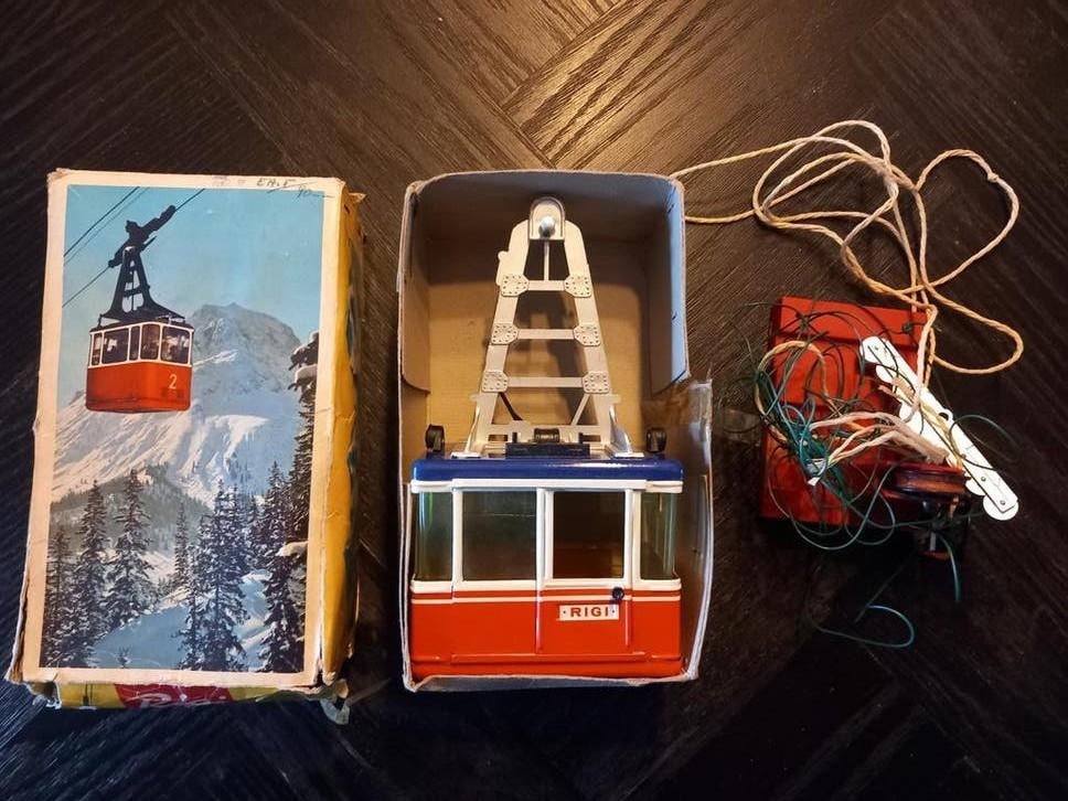 Vintage Rigi kabelbaan speelgoed met originele doos, Antiek en Kunst, Antiek | Speelgoed, Ophalen of Verzenden