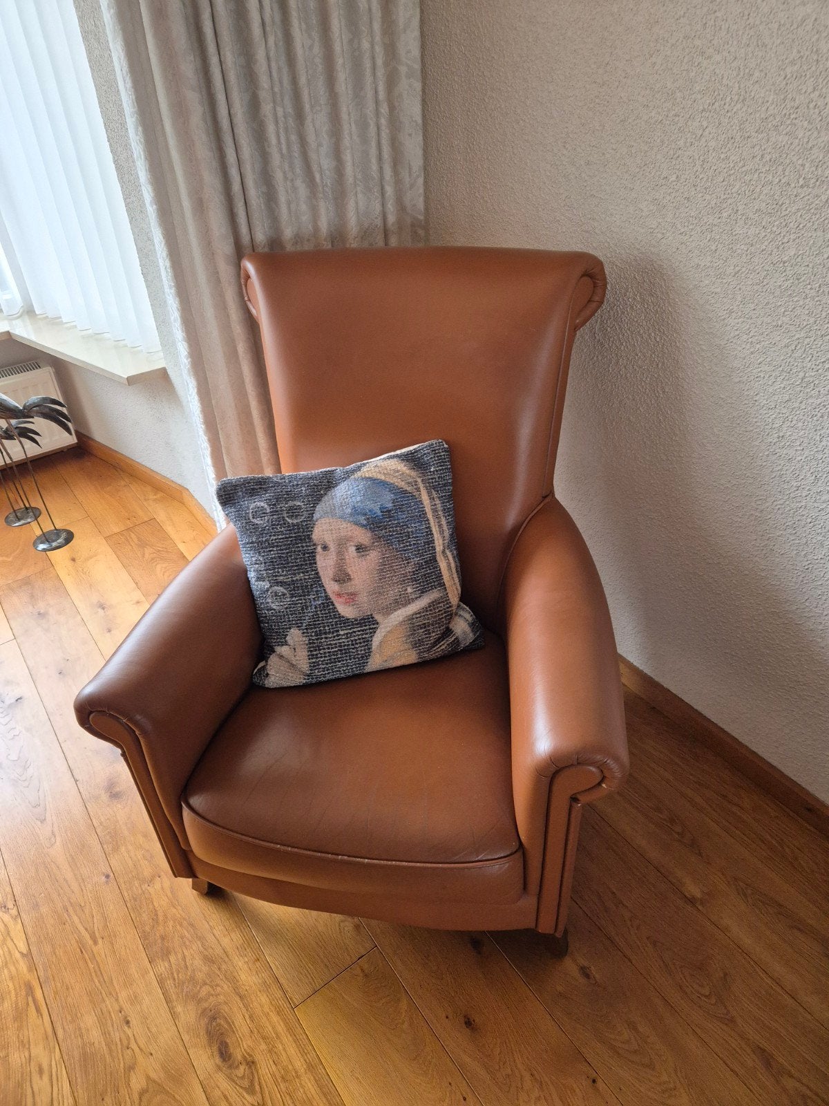 Comfortabele leren fauteuil - Cognac bruin, Gebruikt, Klassiek, Comfortabel, Ophalen of Verzenden, 75 tot 100 cm