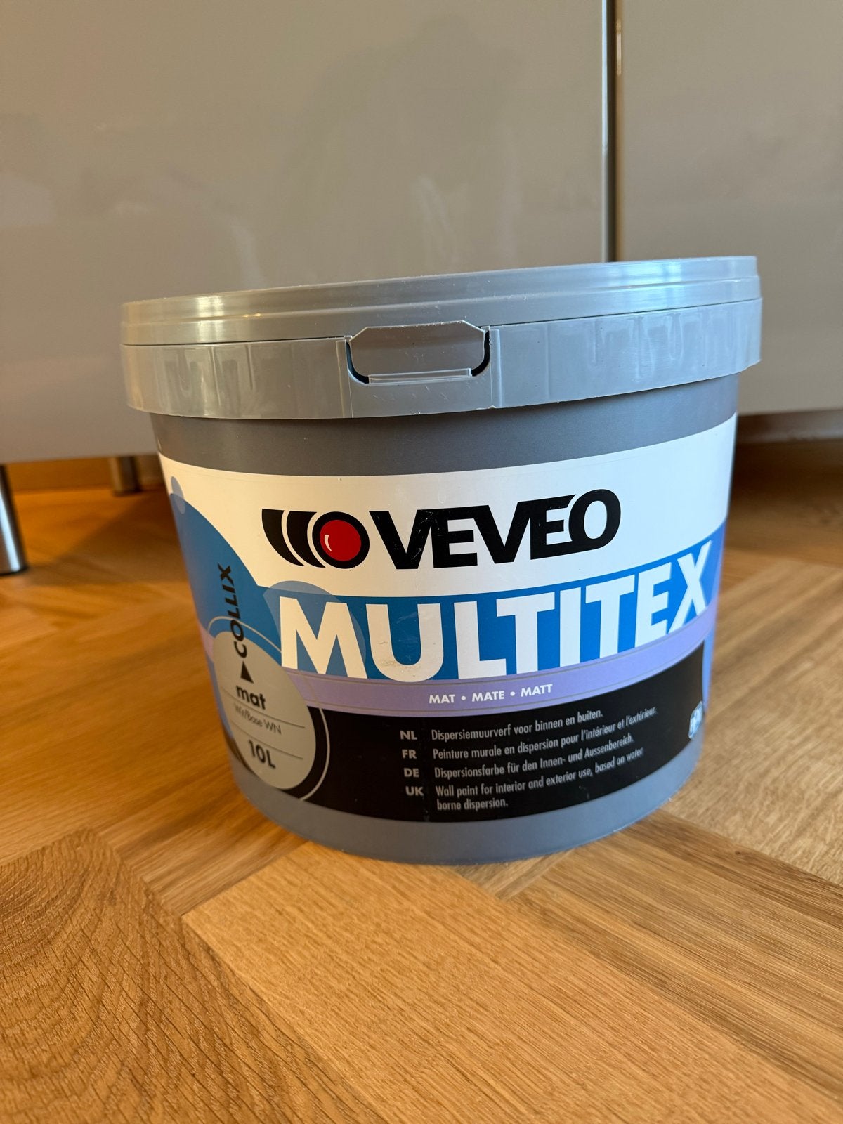 Nieuwe, ongeopende Veveo Multitex RAL 9010 verf 10L, 5 tot 10 liter, Wit, Nieuw, Ophalen of Verzenden