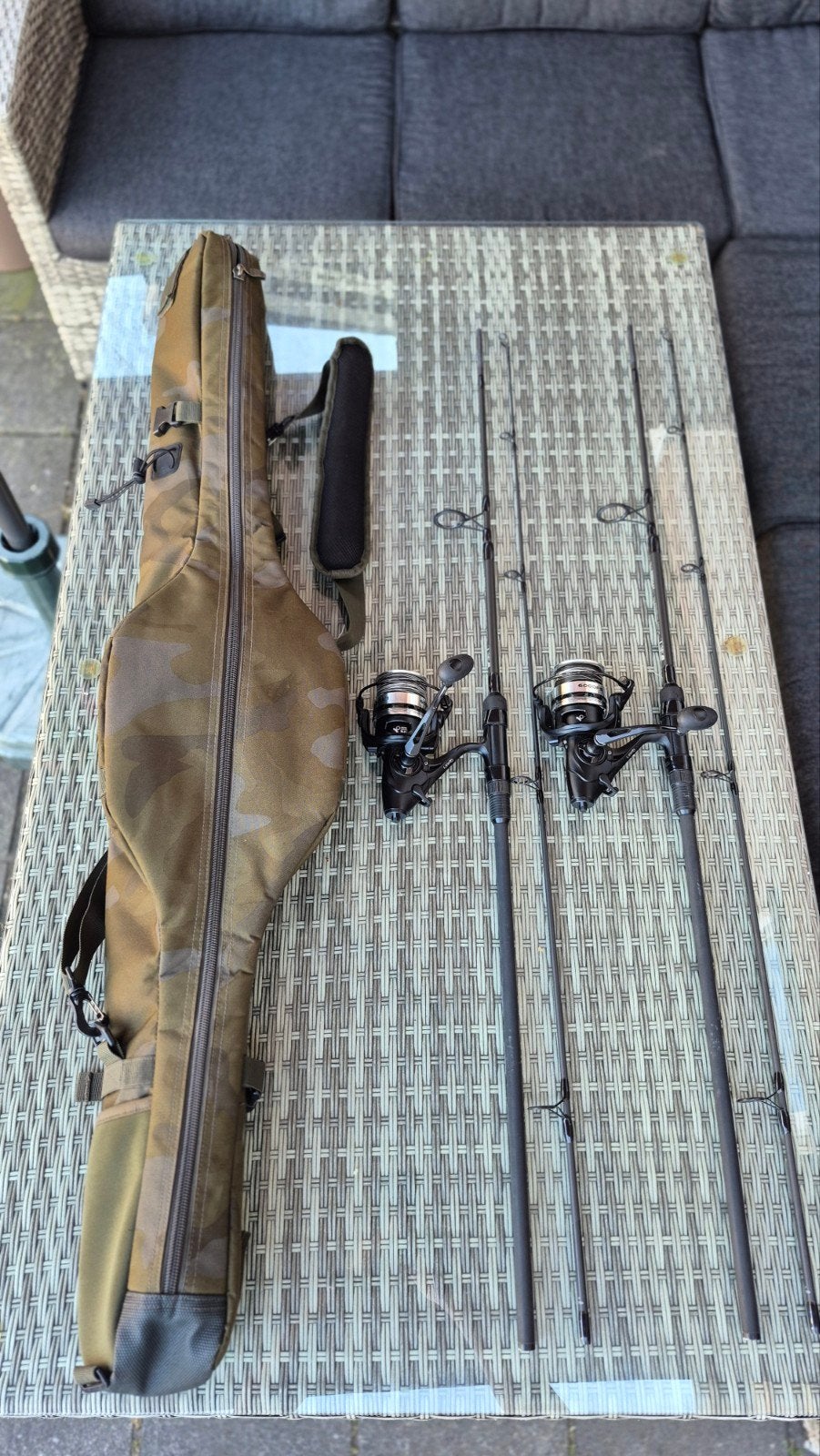Daiwa Black Widow EXT 9ft 2.75lb Karperhengels met Molens, Ophalen, Zo goed als nieuw