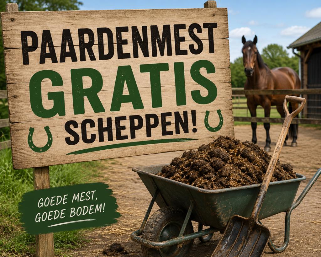 Gratis paardenmest scheppen (kruiwagen/aanhanger), Ophalen, Mest
