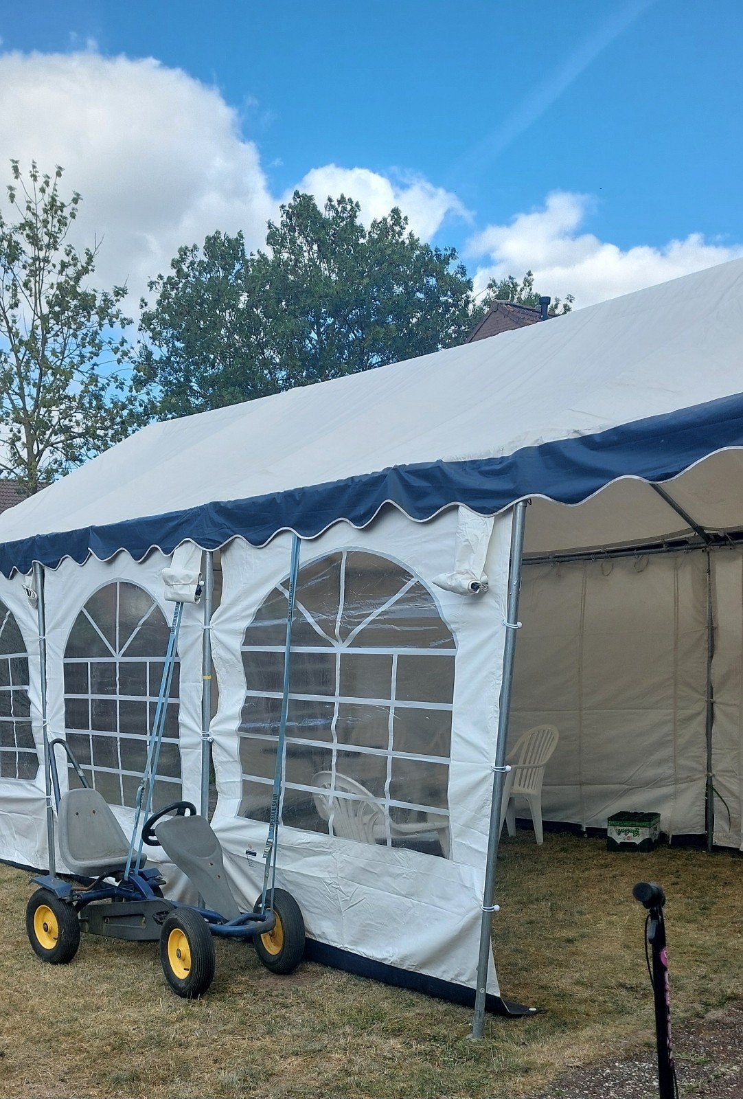 Grote < GRIZZLY OUTDOOR > partytent 4x8 meter-Ideaal vo, Tuin en Terras, Partytenten, Ophalen, Gebruikt, Partytent, 4 tot 6 meter