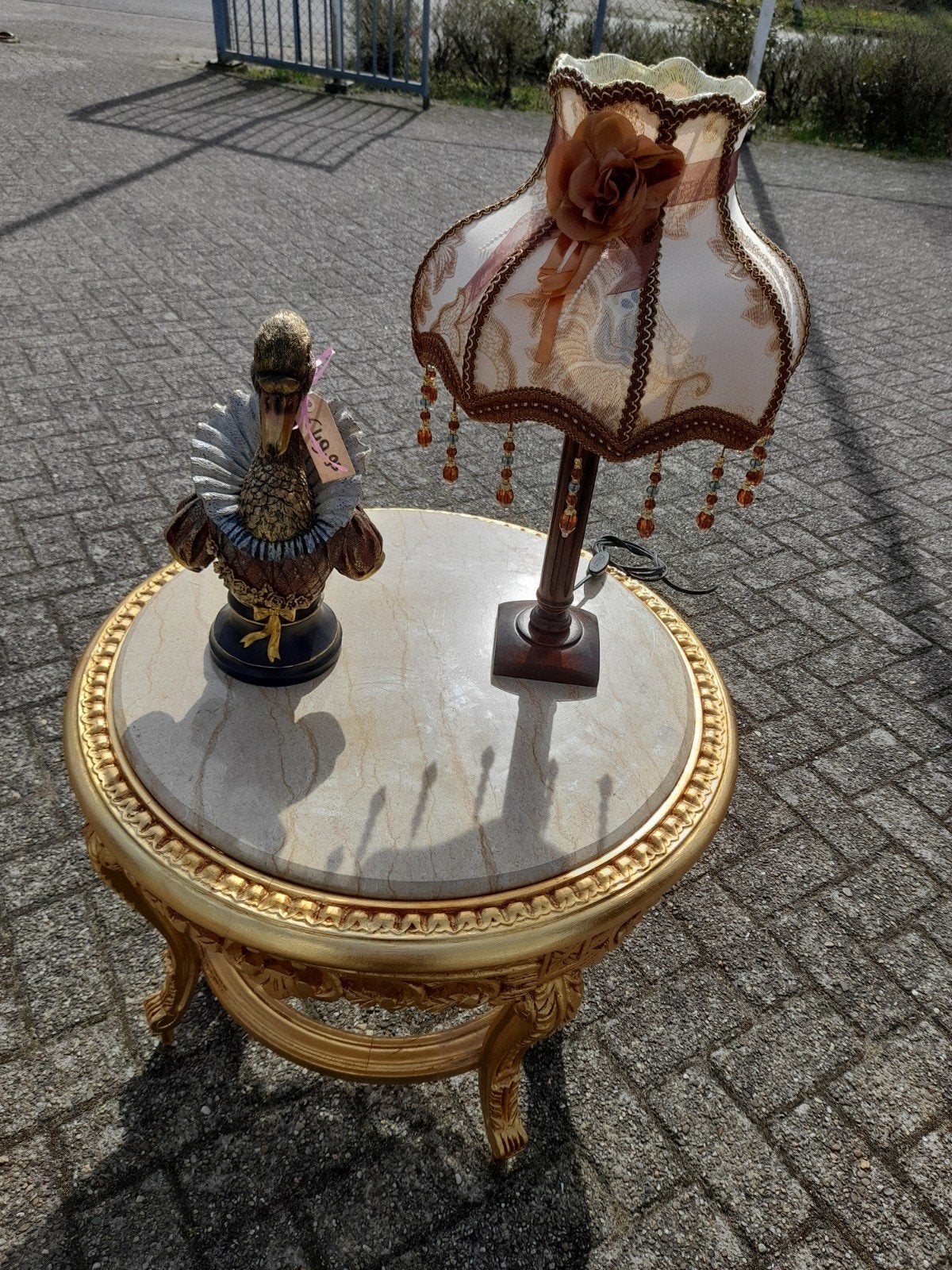 Mooie barok salon tafel met marmeren blad goud, Ophalen